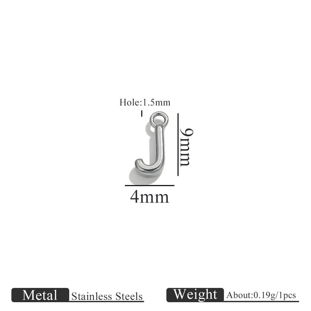 Mini A–Z Stainless Steel Round Letter Charms 10pcs
