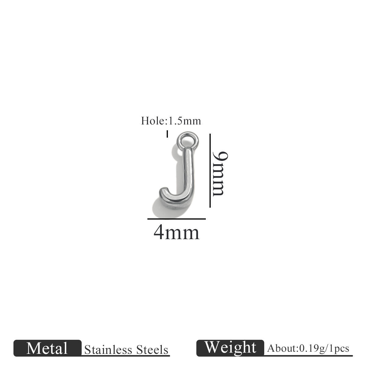 Mini A–Z Stainless Steel Round Letter Charms 10pcs