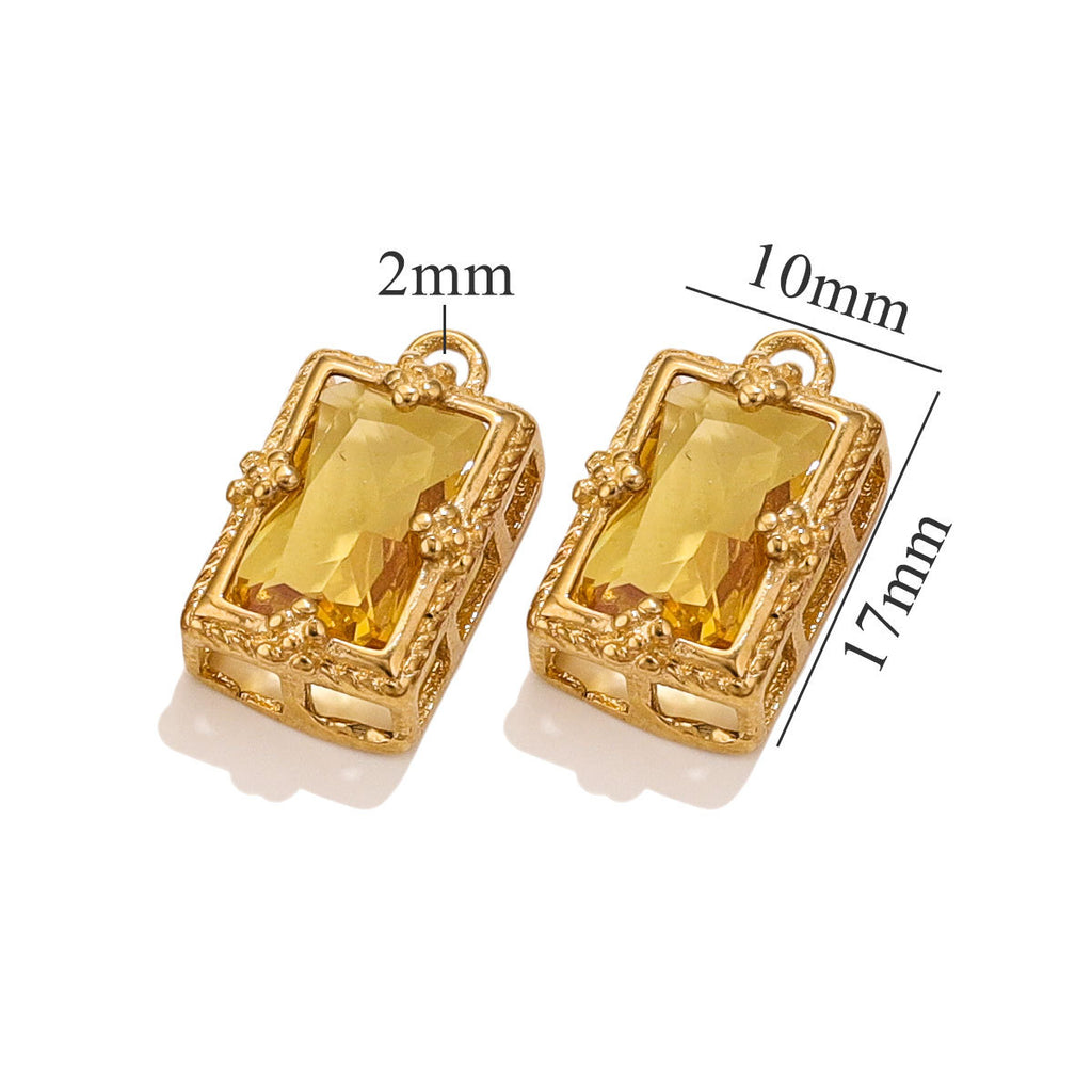 Stainless Steel Crystal Zircon Mini Pendant Charms