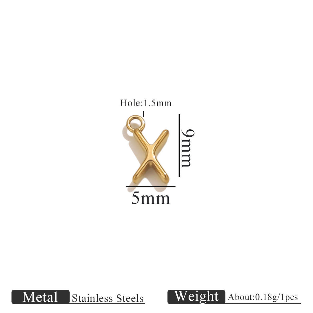 Mini A–Z Stainless Steel Round Letter Charms 10pcs