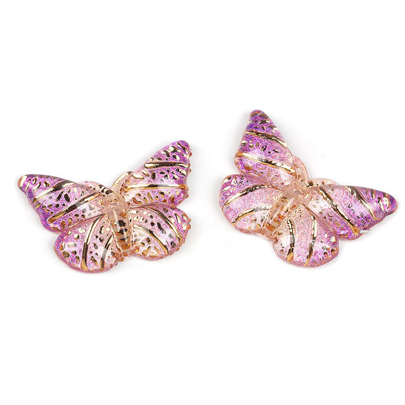 Colorful Acrylic Butterfly Beads – Gold Foil Butterfly Charms with Holes for DIY Jewelry, Hair Clips, Floral Arrangements & Crafts