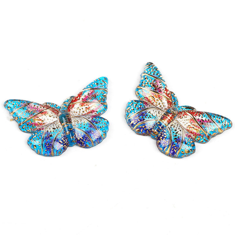 Colorful Acrylic Butterfly Beads – Gold Foil Butterfly Charms with Holes for DIY Jewelry, Hair Clips, Floral Arrangements & Crafts