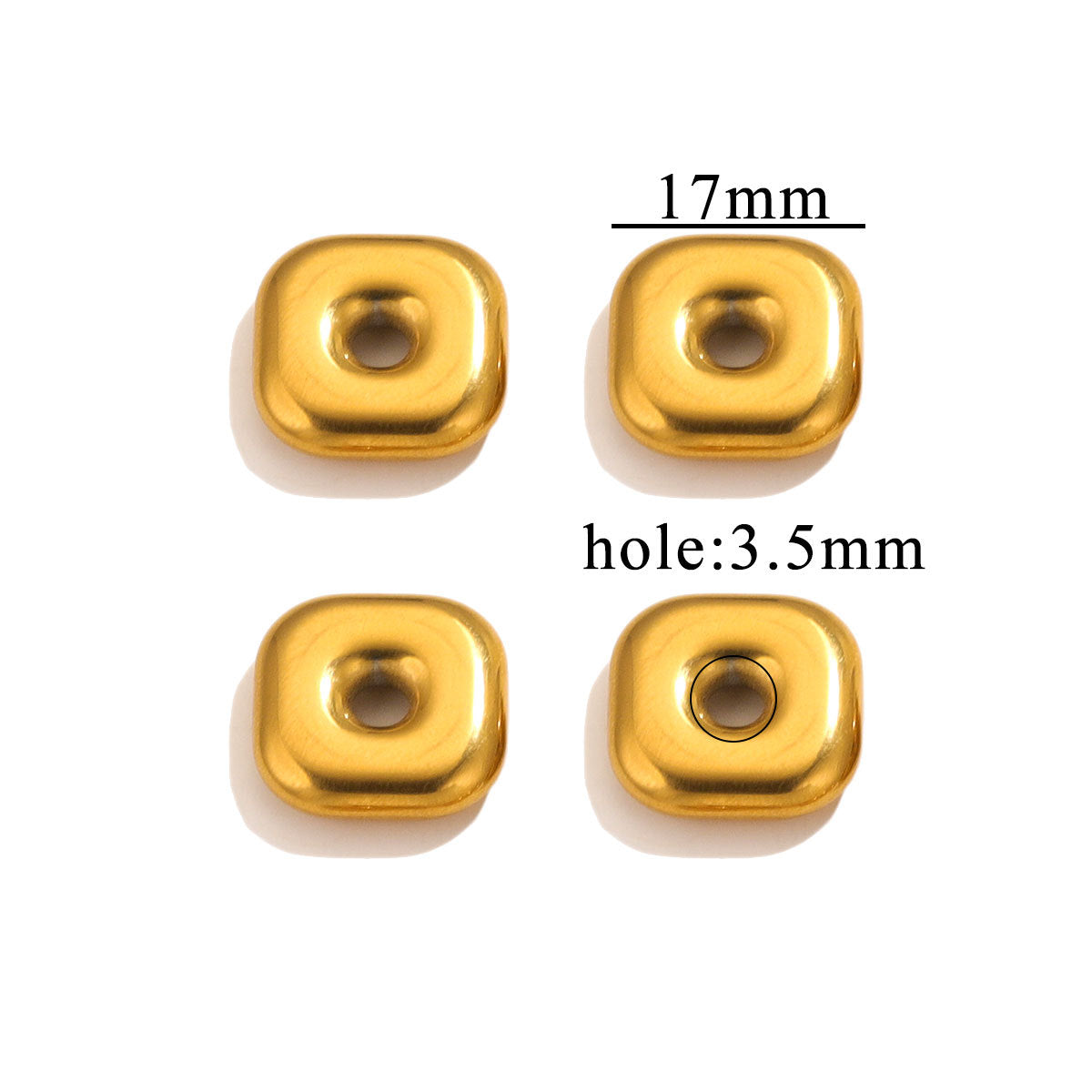 Stainless Steel Large-Hole Geometric Spacer Beads 5pcs