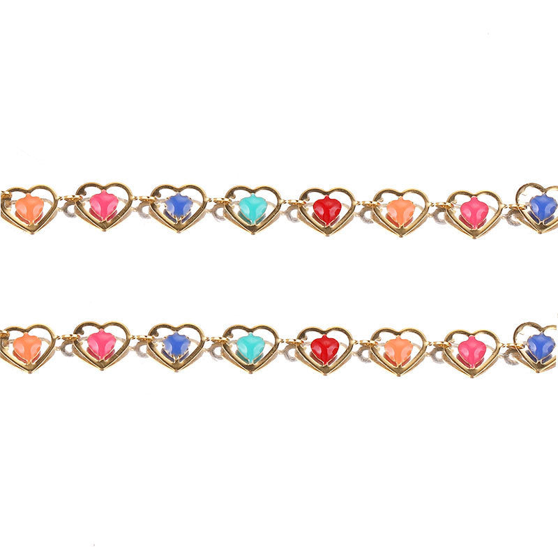 Stainless Steel Enamel Heart-Link Chain