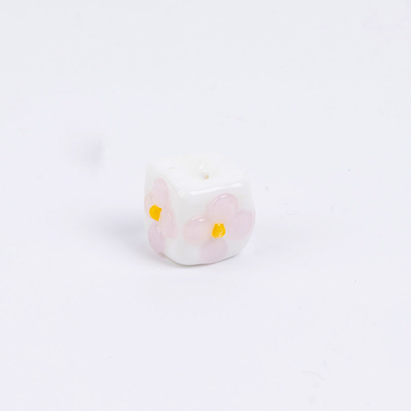 Colorful Square Flower Lampwork Beads