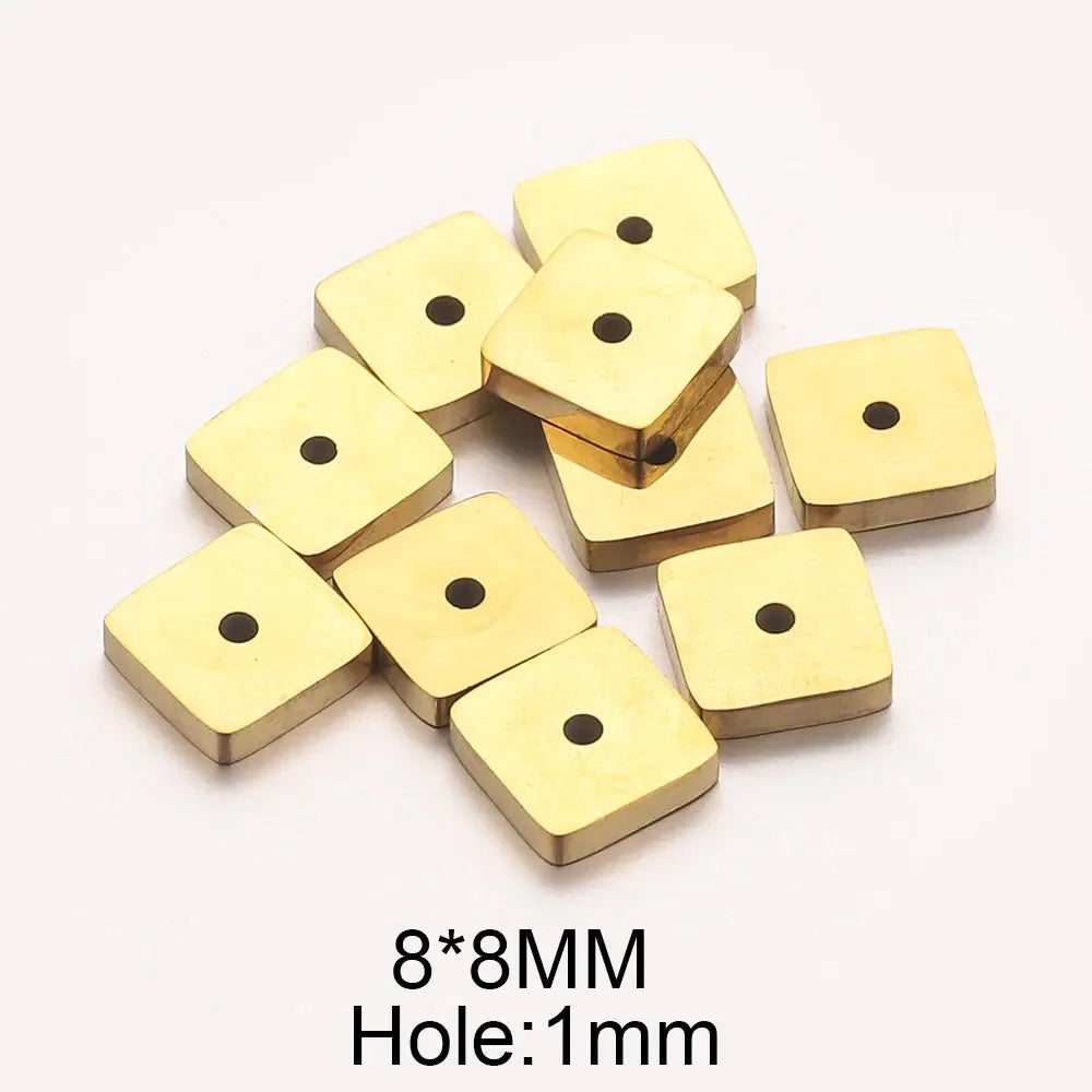 Polished Faceted Stainless Steel Square Spacer Beads for DIY Jewelry 10pcs