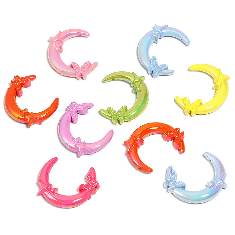 UV-Plated Acrylic Butterfly, Star & Moon Beads – Shiny Vertical-Hole Beads for DIY Bracelets, Beadable Pens & Jewelry Making