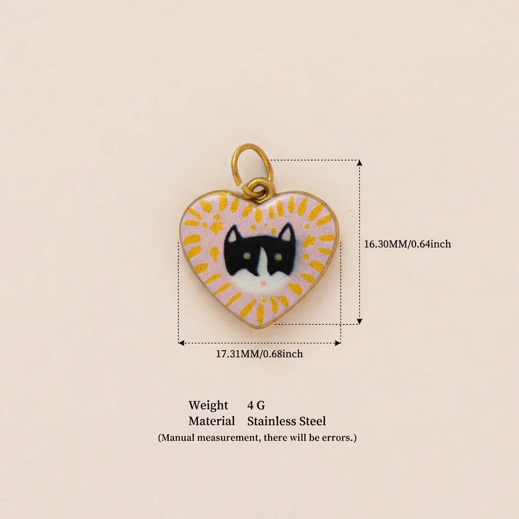 18K Gold-Plated Colorful Heart Pendant Charms