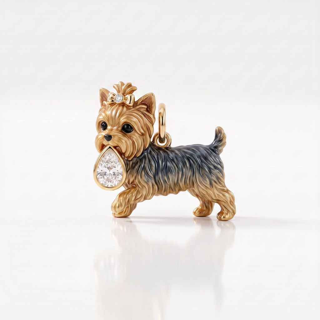 3D Puppy and Deer Crystal Pendant Charms