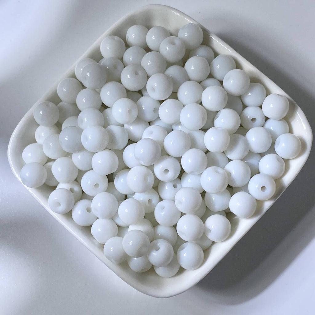 Natural Jade-Style Glass Round Beads