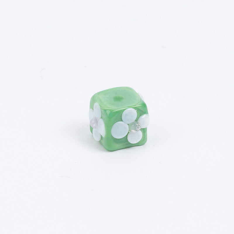 Colorful Square Flower Lampwork Beads