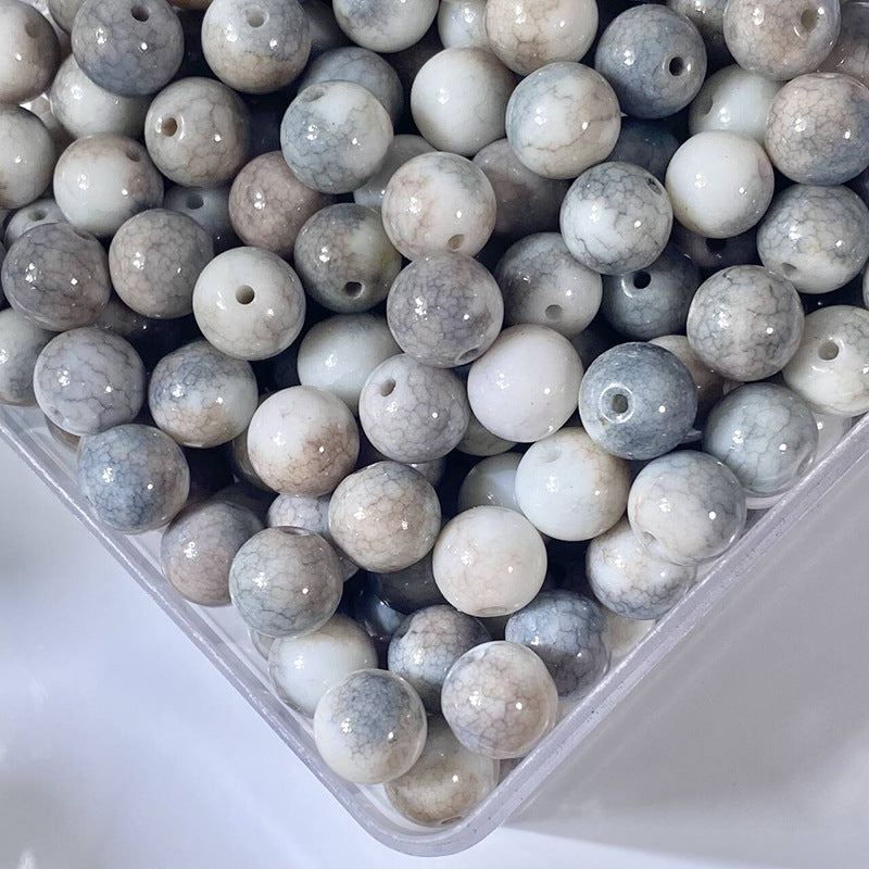 Glazed Porcelain Dragon Pattern Round Beads
