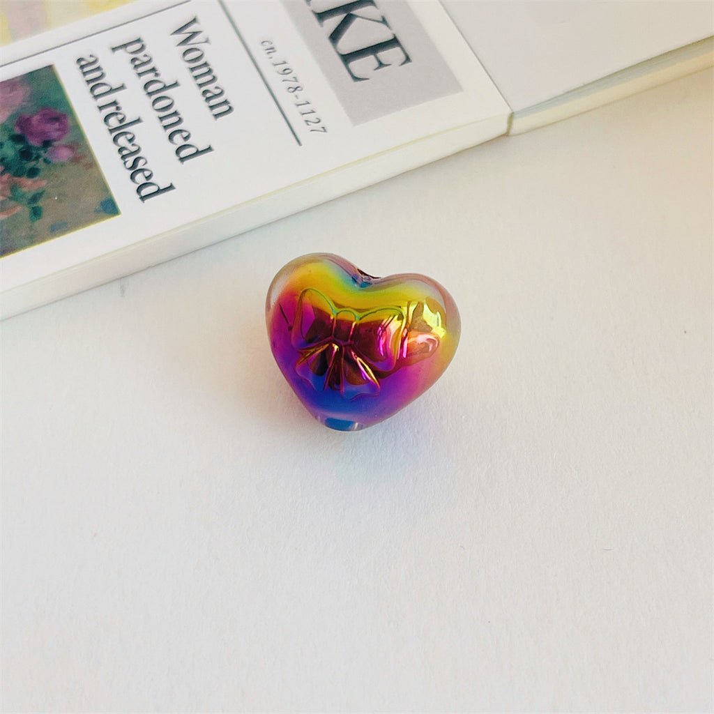 Two-Tone Acrylic Bow & Heart Beads – Colorful Cute Shape Beads for DIY Phone Charms, Bracelets, Hair Accessories & Jewelry Making