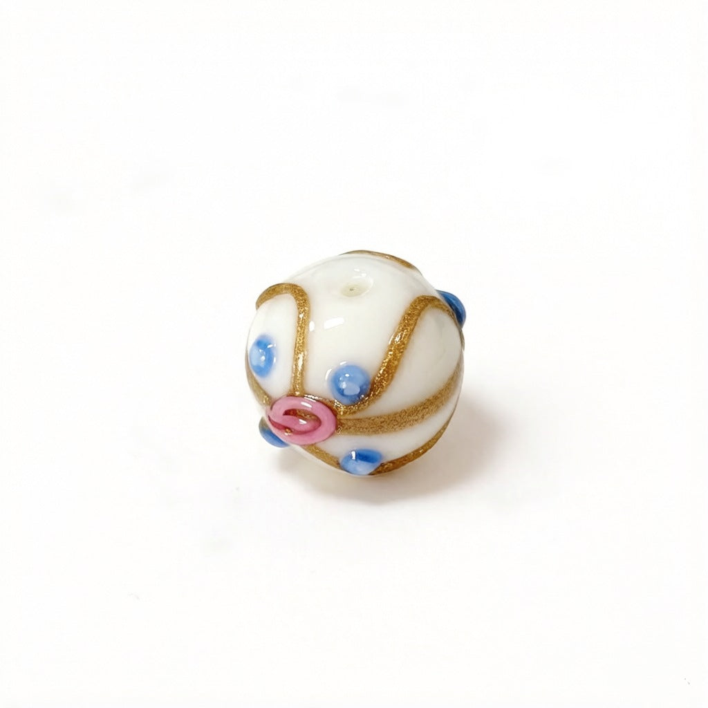 Gold Silk Rose Glazed Oval Beads