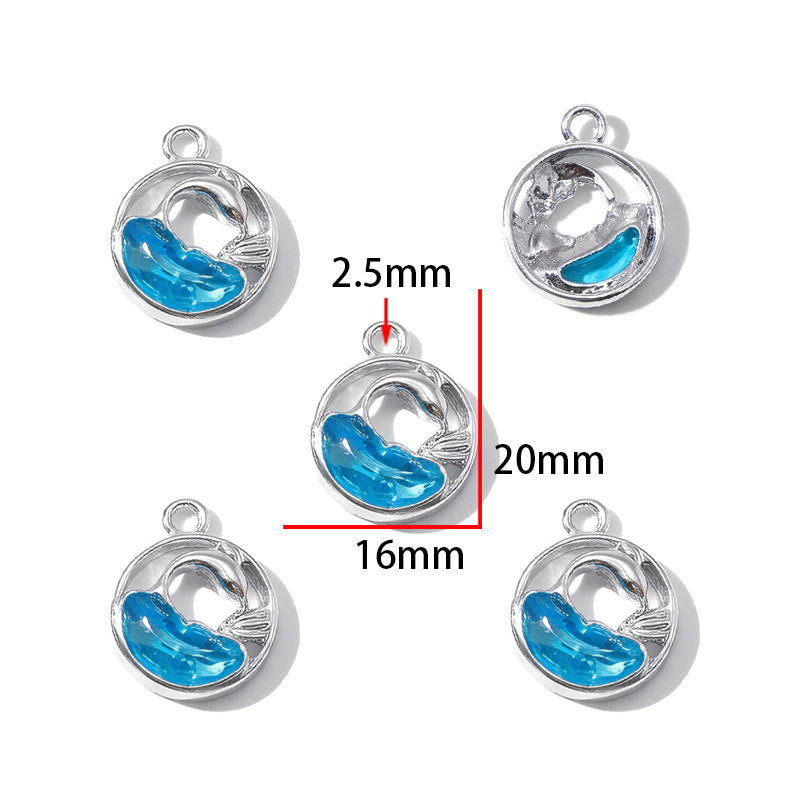 Blue Glass Inlay Jellyfish Charms – Ocean-Inspired Alloy Jellyfish Pendants for DIY Bracelets, Necklaces & Jewelry Making