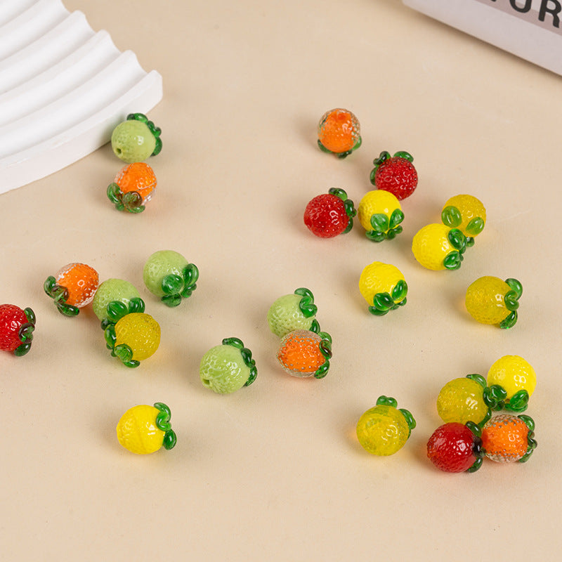 Lemon Fruit Lampwork Glass Beads