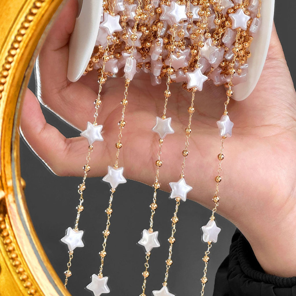 Star & Pearl Fringe Chain – 18 Meters