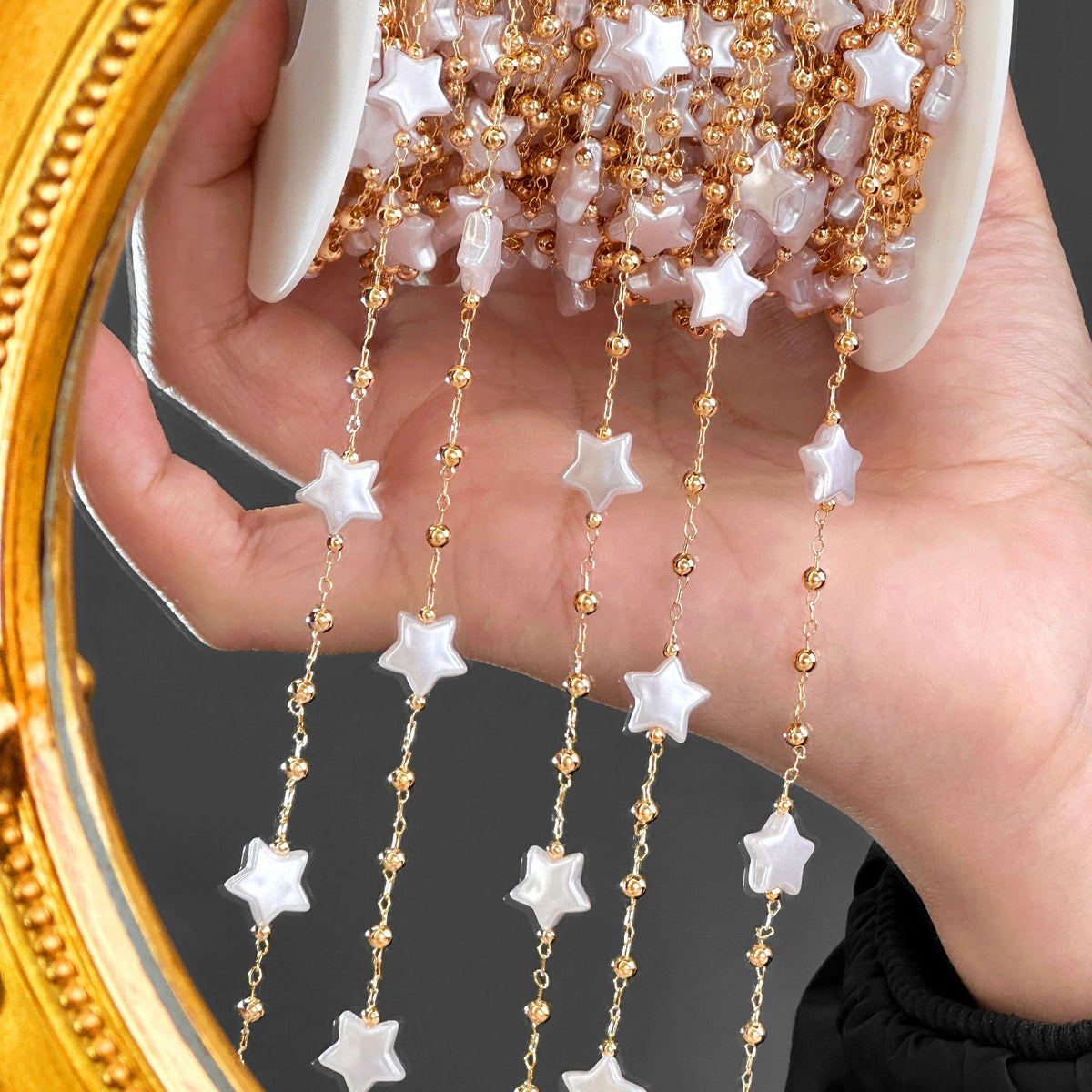 Star & Pearl Fringe Chain – 18 Meters