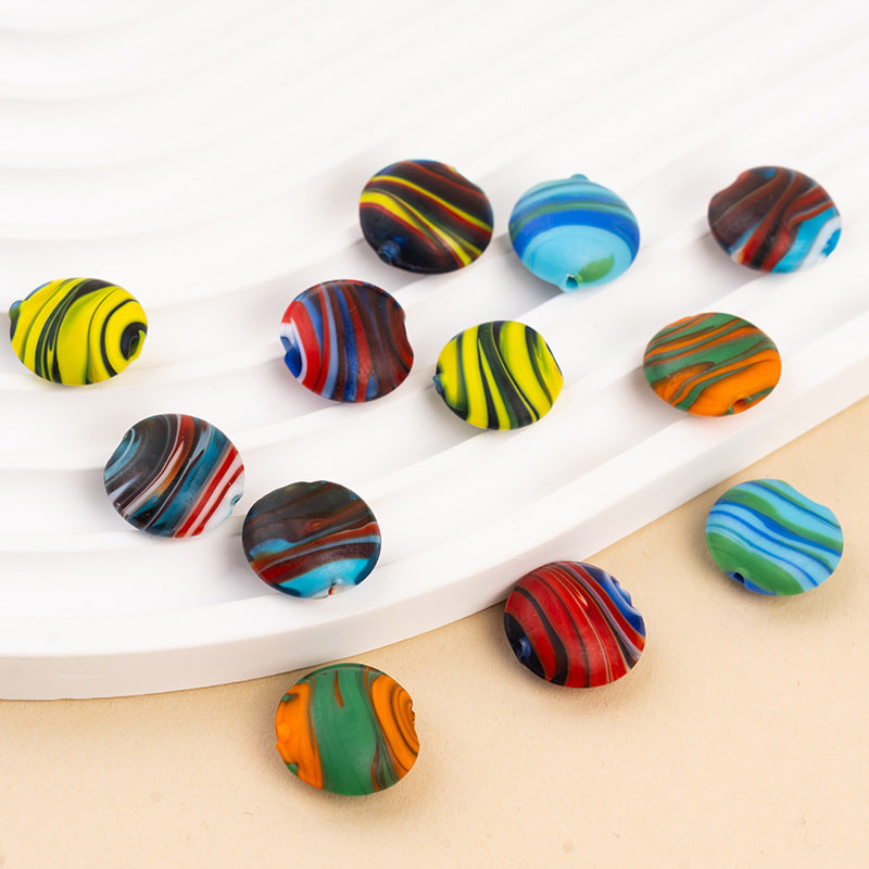 Frosted Tropical Flat Glazed Beads