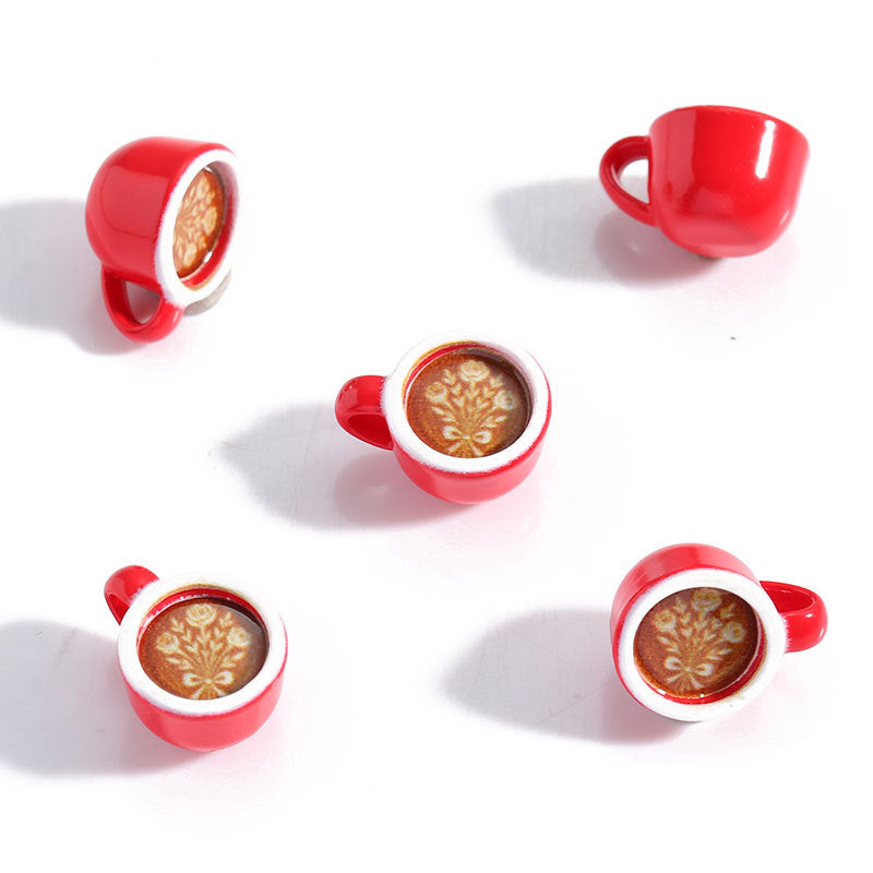 3D Painted Coffee Cup Charm – Engraved Mini Coffee Mug Pendant for DIY Keychains, Phone Charms, Bag Charms & Jewelry Making