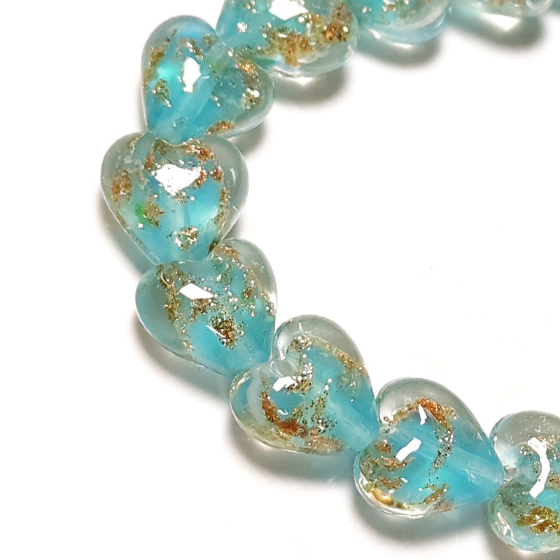 Gold Sand Heart Glazed Beads