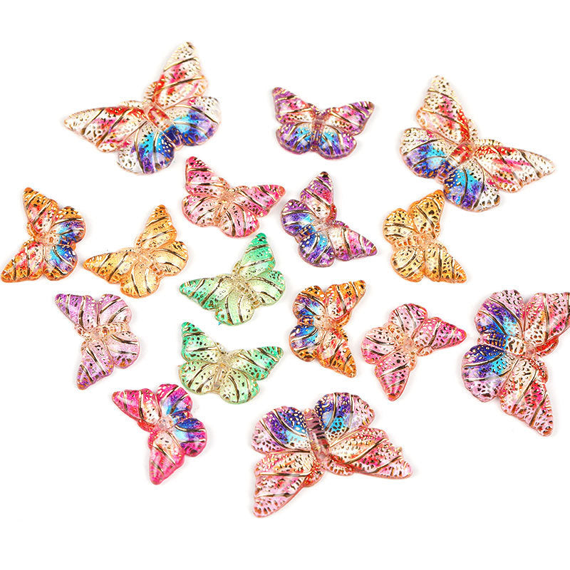 Colorful Acrylic Butterfly Beads – Gold Foil Butterfly Charms with Holes for DIY Jewelry, Hair Clips, Floral Arrangements & Crafts