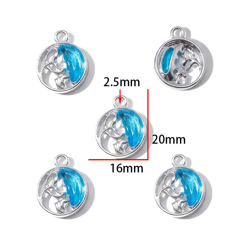 Blue Glass Inlay Jellyfish Charms – Ocean-Inspired Alloy Jellyfish Pendants for DIY Bracelets, Necklaces & Jewelry Making