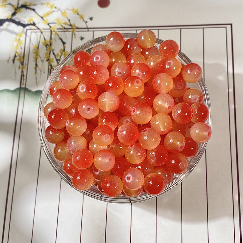 Jade-Style Glass Round Beads