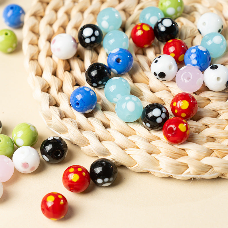 Cute Cat Paw Glass Beads with Straight Holes