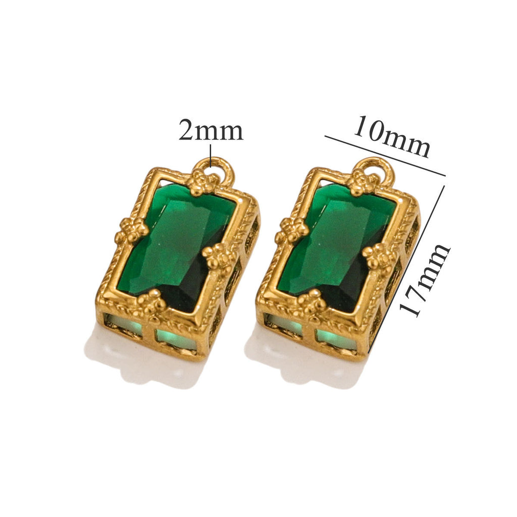 Stainless Steel Crystal Zircon Mini Pendant Charms