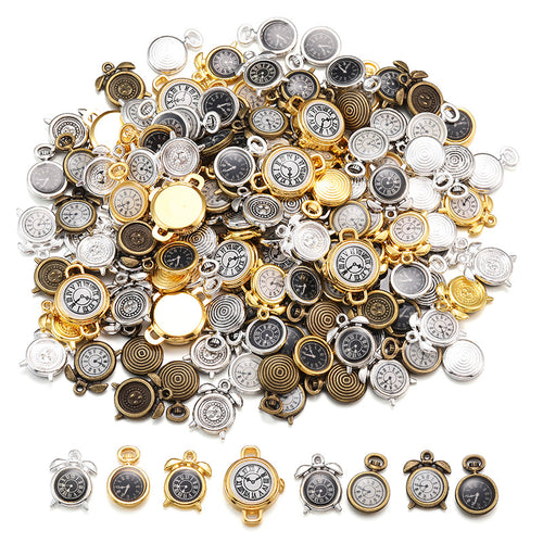 17×11mm Colorful Clock Charms – Korean-Style Zinc Alloy Enamel-Style Watch Pendants for DIY Bracelets, Necklaces & Jewelry Making