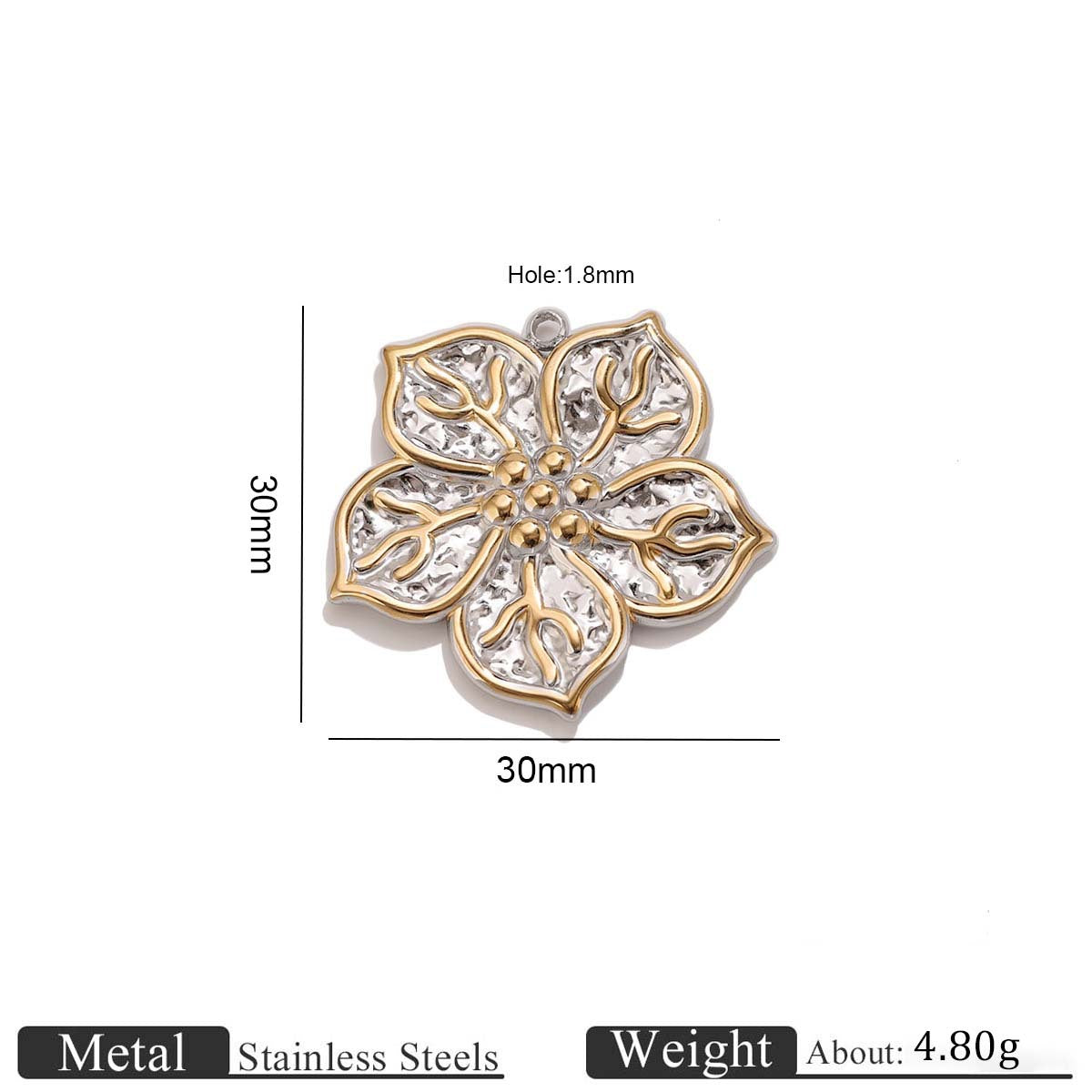 Vintage Five-Petal Flower Stainless Steel Pendant