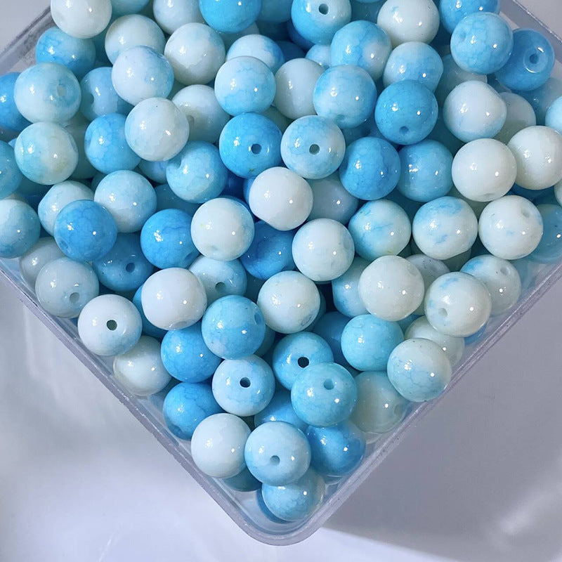 Glazed Porcelain Dragon Pattern Round Beads