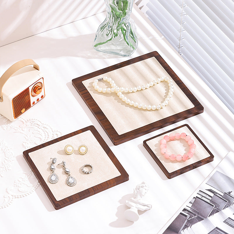 Minimalist Wooden Jewelry Display Tray – Modern Necklace, Bracelet & Earring Display Plate for Product Photography, Craft Fairs & Boutique Displays