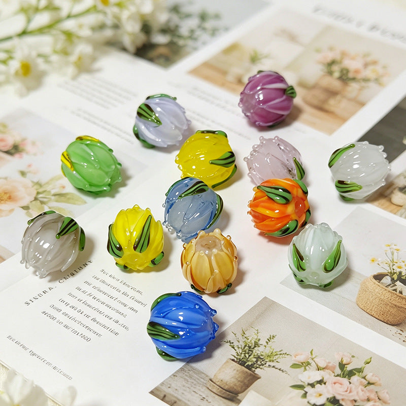 Tulip Flower Lampwork Beads