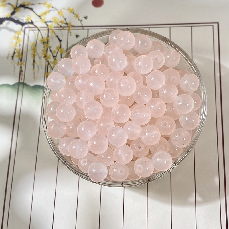 Jade-Style Glass Round Beads