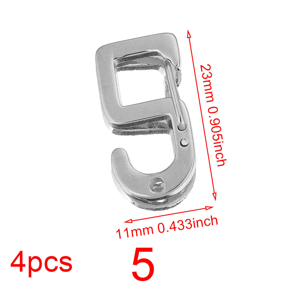 Stainless Steel Number Lobster Clasp Charms 4pc