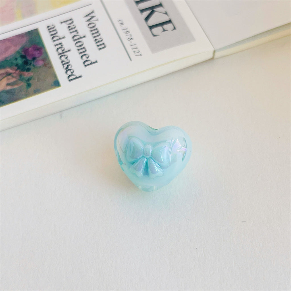 Two-Tone Acrylic Bow & Heart Beads – Colorful Cute Shape Beads for DIY Phone Charms, Bracelets, Hair Accessories & Jewelry Making