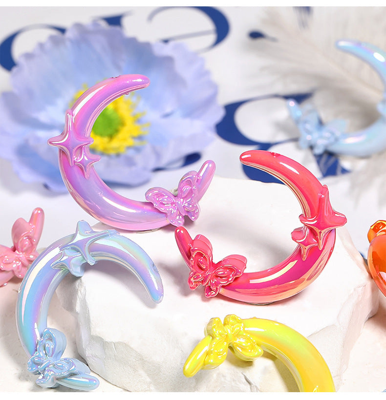 UV-Plated Acrylic Butterfly, Star & Moon Beads – Shiny Vertical-Hole Beads for DIY Bracelets, Beadable Pens & Jewelry Making