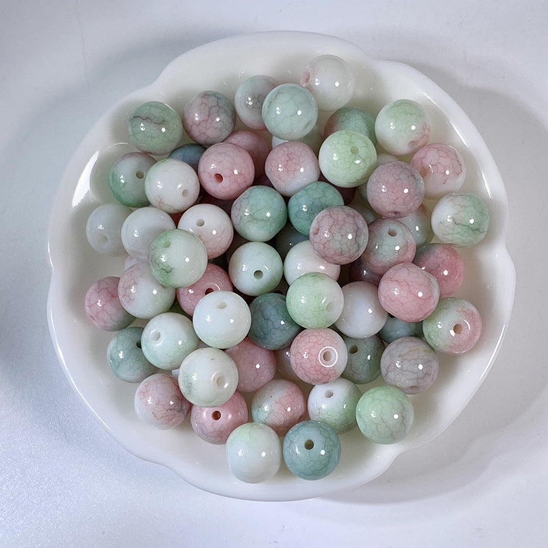 Glazed Porcelain Dragon Pattern Round Beads