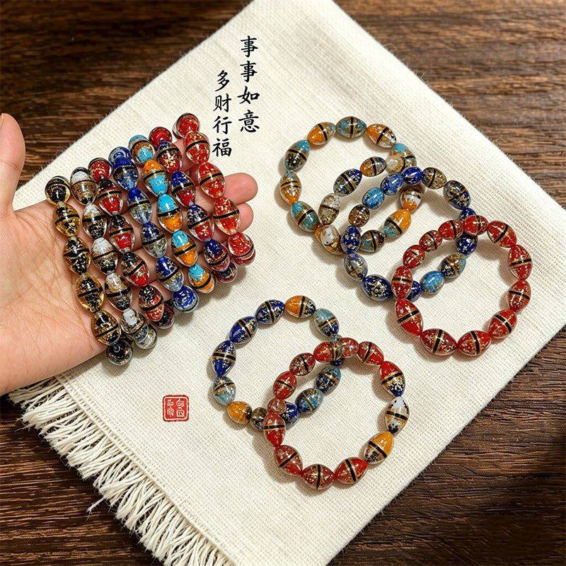 Two-Tone Waist Drum Glass Bracelets