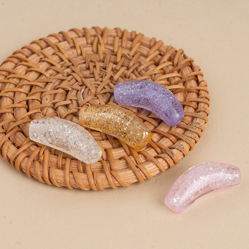 Purple & Pink Crescent Moon Glazed Beads