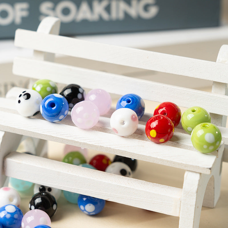 Cute Cat Paw Glass Beads with Straight Holes