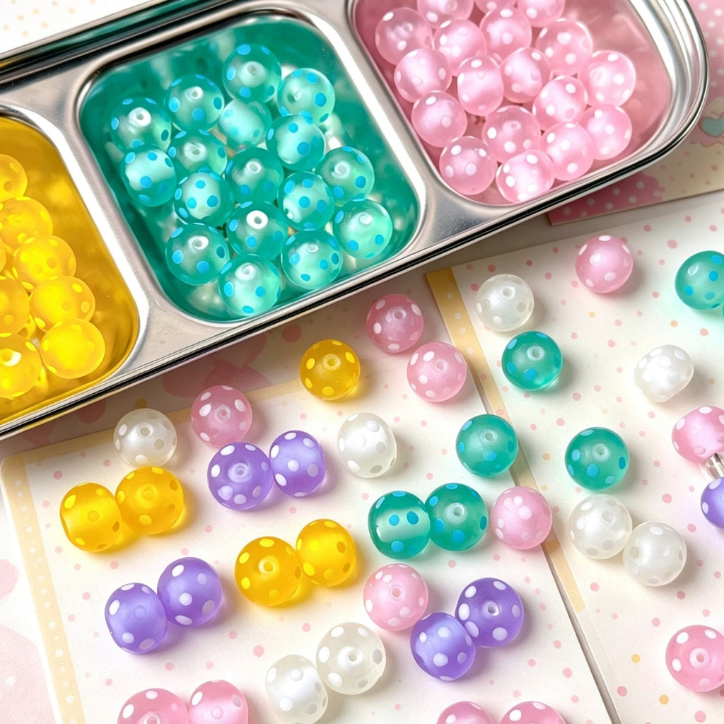 Candy-Color Matte Polka Dot Glazed Beads