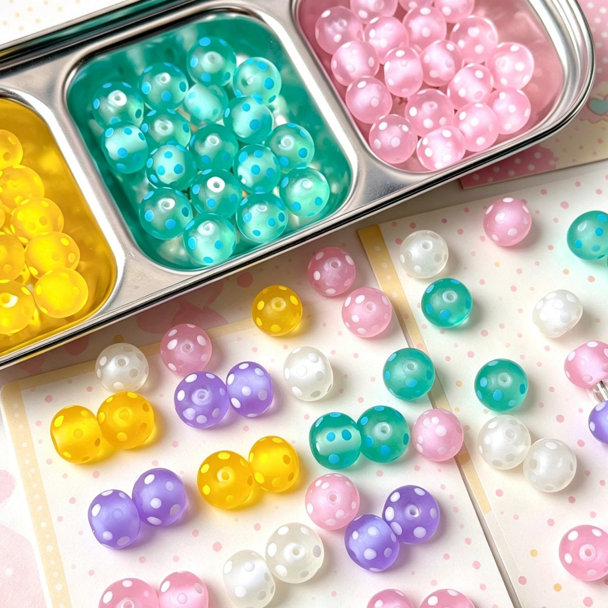 Candy-Color Matte Polka Dot Glazed Beads