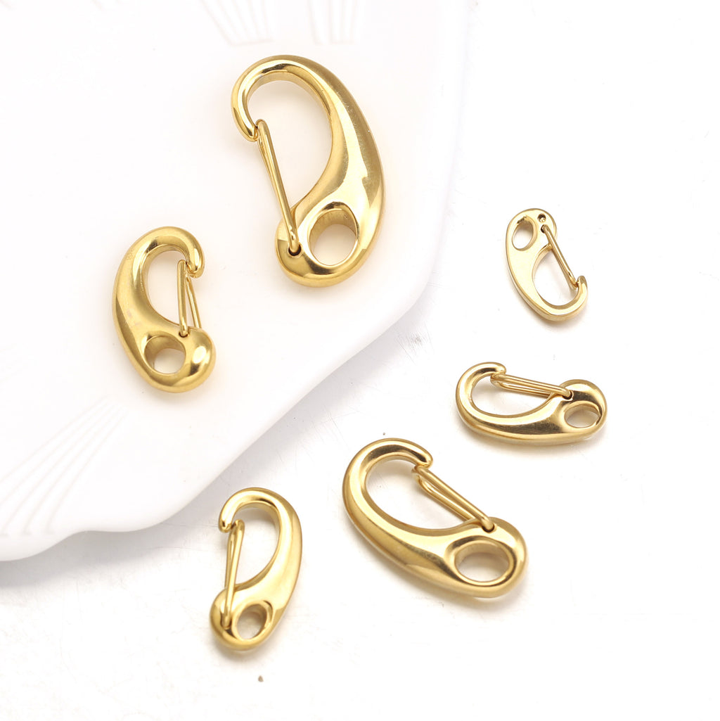 Polished Stainless Steel D-Shaped Carabiner Clasps for DIY Jewelry – 16mm–32mm