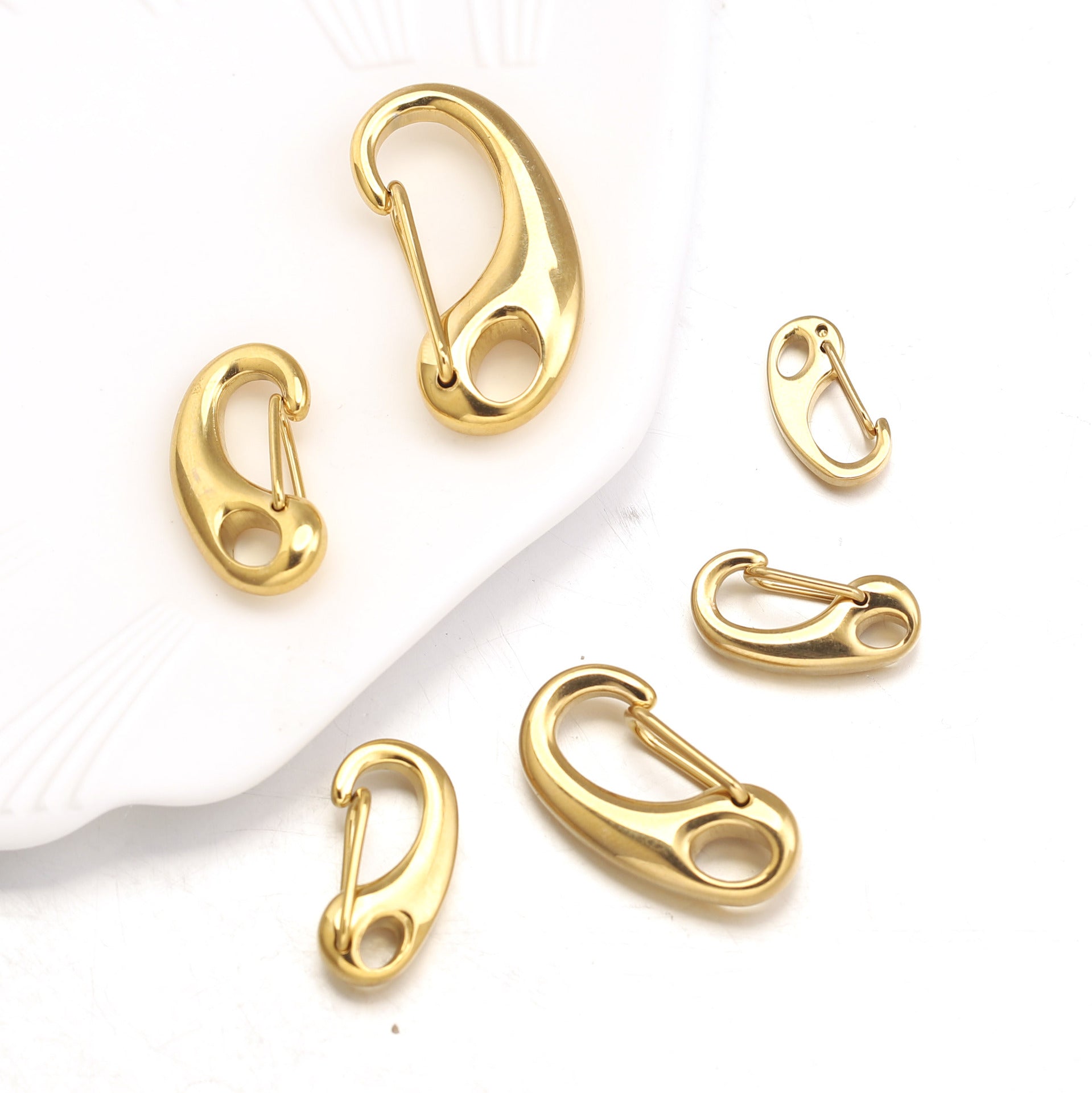 Polished Stainless Steel D-Shaped Carabiner Clasps for DIY Jewelry – 16mm–32mm