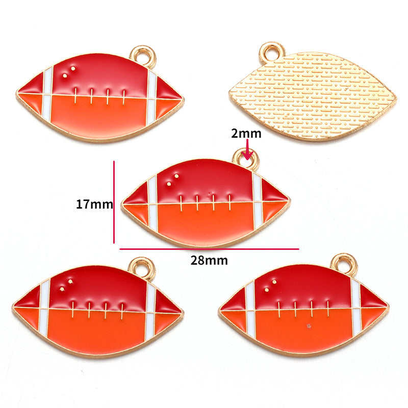 Sports Ball Alloy Charms – Colorful Enamel-Style Football, Basketball & Volleyball Pendants for DIY Bracelets, Keychains & Jewelry Making