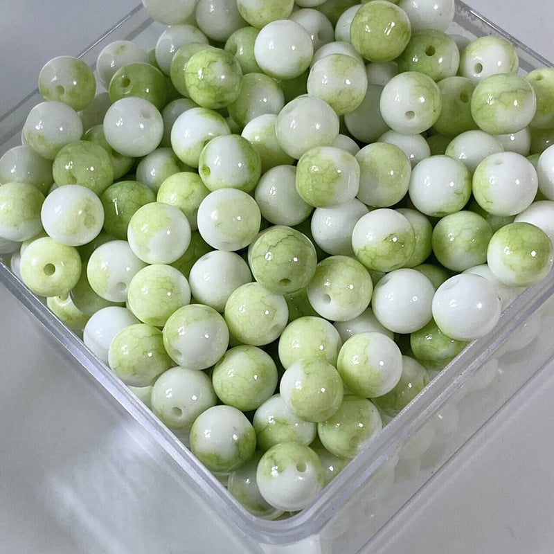 Glazed Porcelain Dragon Pattern Round Beads