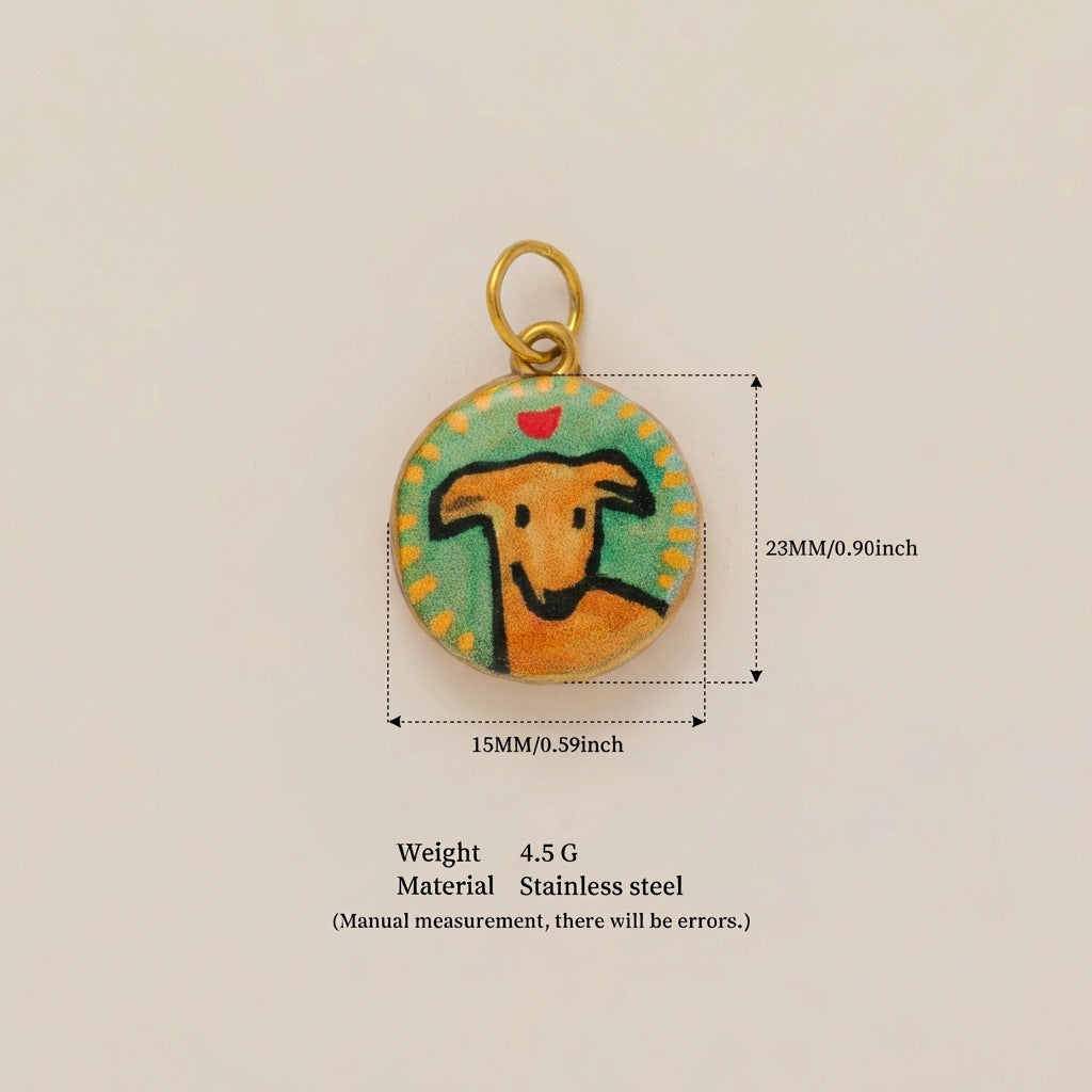 18K Gold-Plated Colorful Heart Pendant Charms